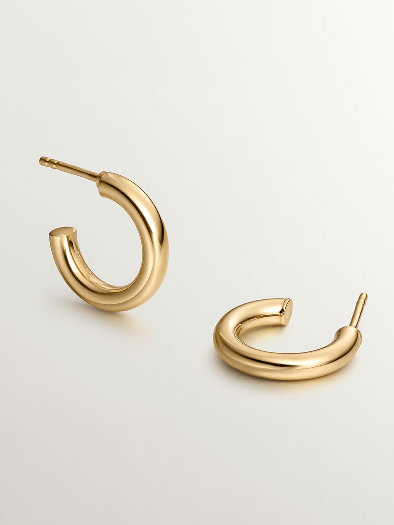 Small hoop earrings made of 925 silver bathed in 18K yellow gold. image number 0