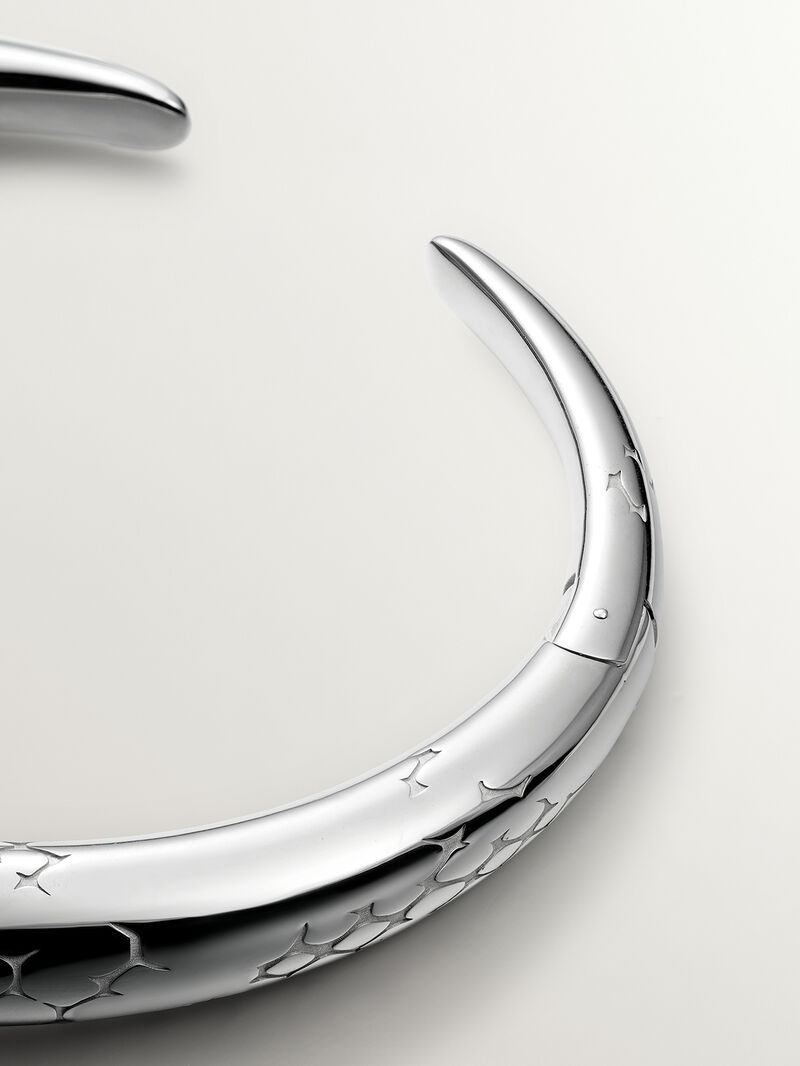 925 silver domed necklace with snake texture image number 2