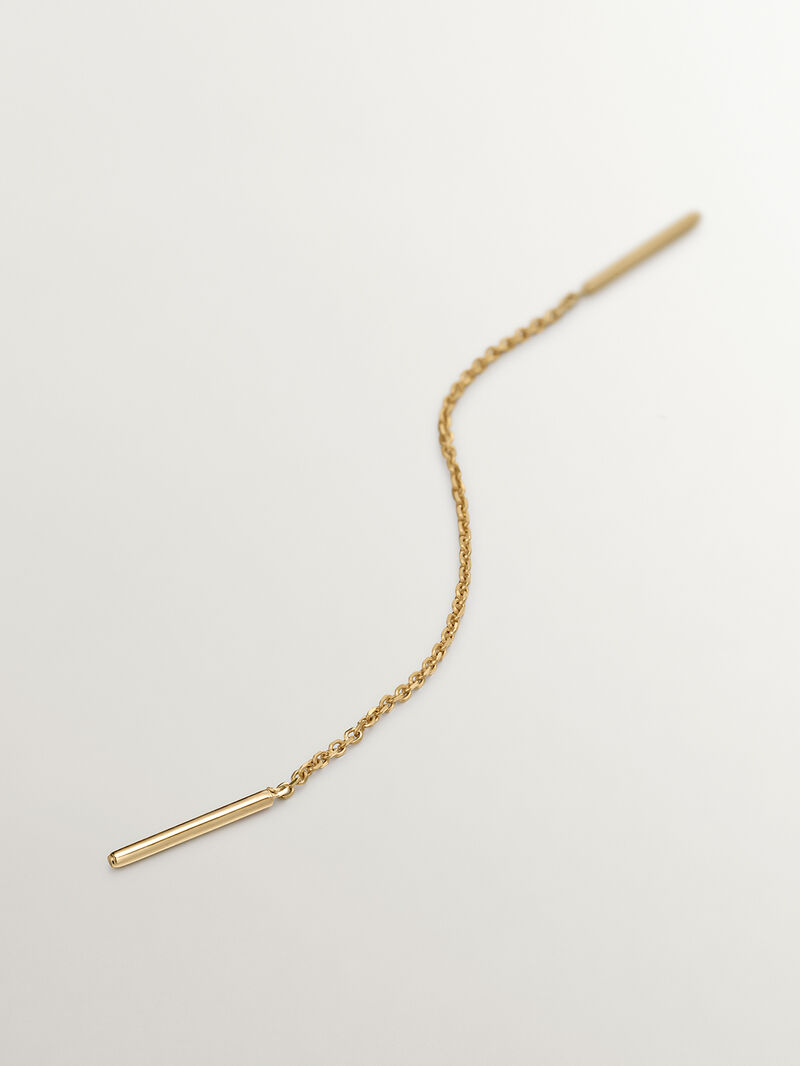 Individual long 9K yellow gold earring with chain image number 1