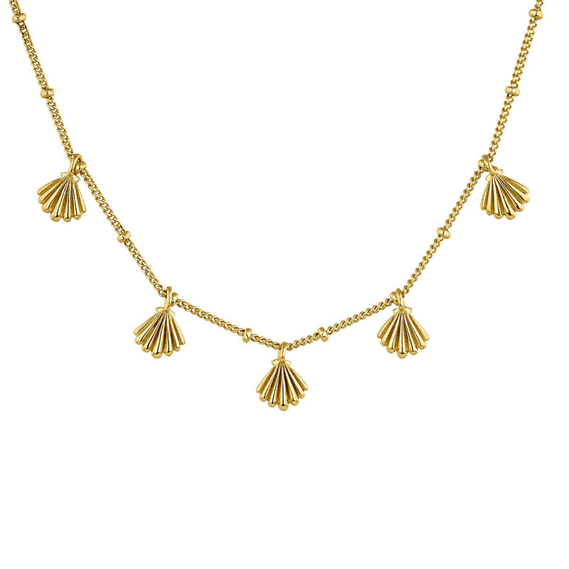 Gold plated shells necklace, J04926-02, hi-res