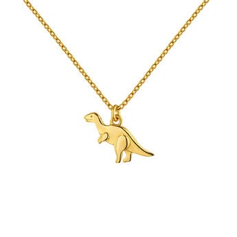 Gold plated silver dinosaur charm necklace , J04861-02, mainproduct