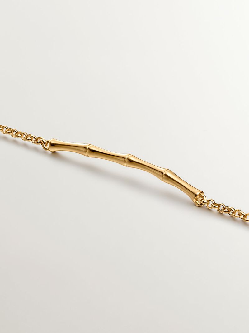 925 silver bracelet bathed in 18K yellow gold with bamboo cane image number 2