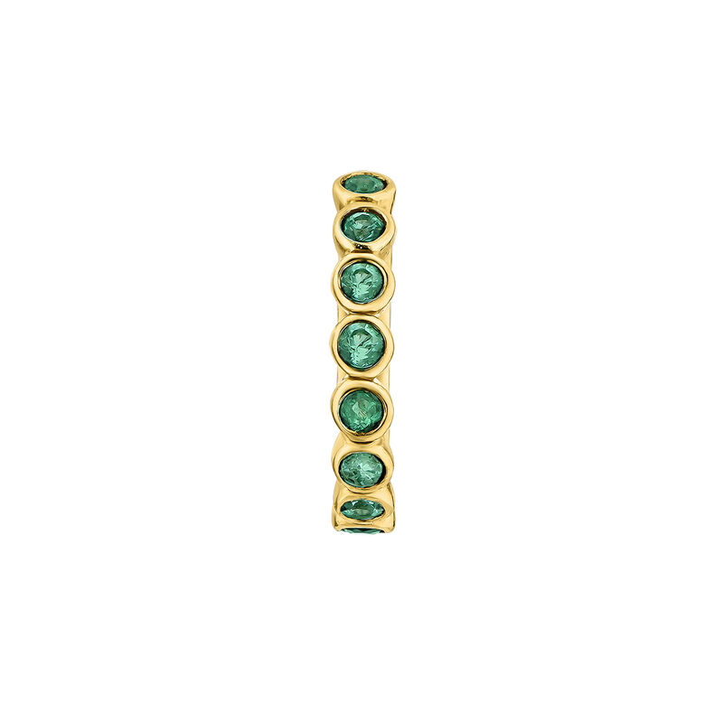 9 ct gold bezel-set emerald hoop earring, J04972-02-EM-H, hi-res