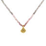 Gold plated spinel chain shell necklace, J04928-02-MSN