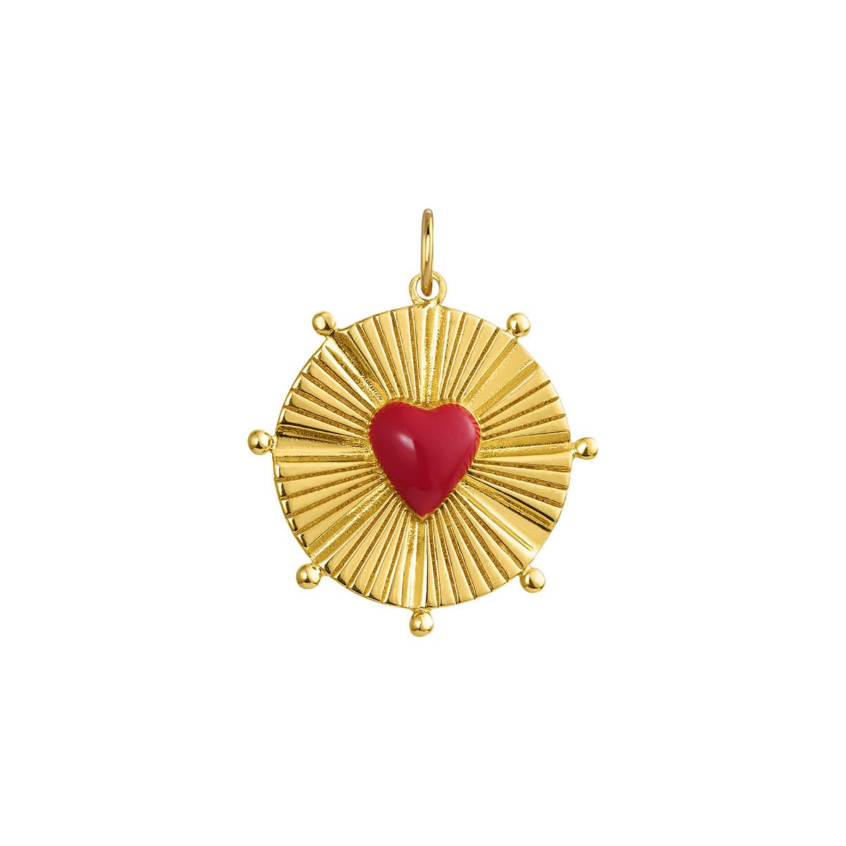 Gold-plated silver circle heart charm , J04839-02-REDENA, hi-res