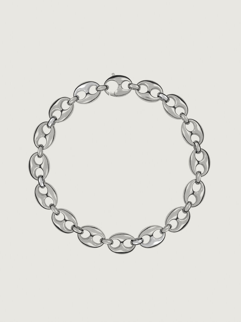 925 Silver and Black Ceramic Rolo Link Necklace image number 0