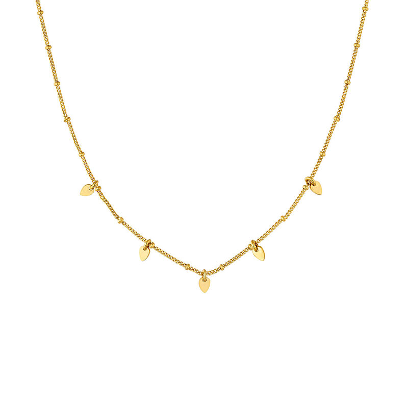 Gold plated silver leaf necklace, J04822-02, hi-res