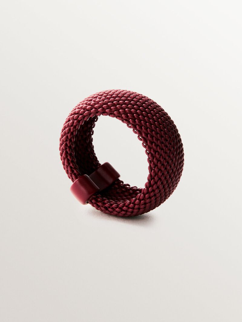 925 silver ring in red color and matte finish image number 4