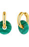 Medium hoop earrings in 18k yellow gold-plated silver with a green malachite stone, J04751-02-MA