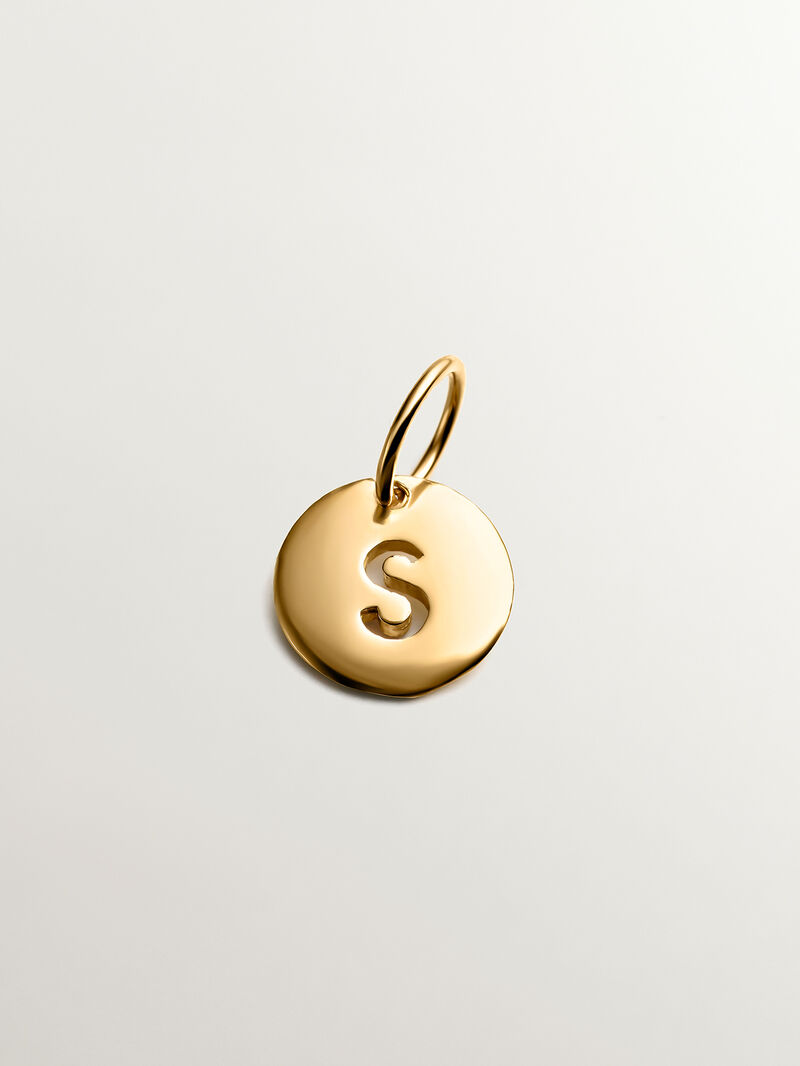 18K yellow gold-plated 925 silver charm with initial S image number 0