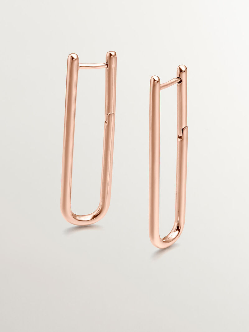 Extra long hoop earrings in 18K rose gold-plated 925 silver image number 2