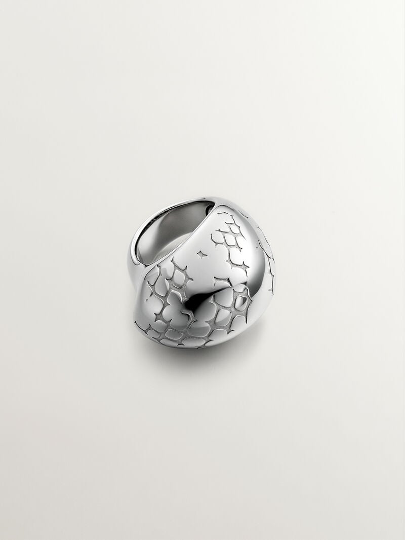 925 silver domed ring with snake texture image number 2