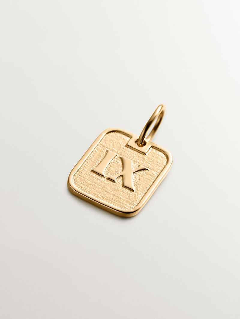 925 silver charm bathed in 18k yellow gold with number 9 image number 0
