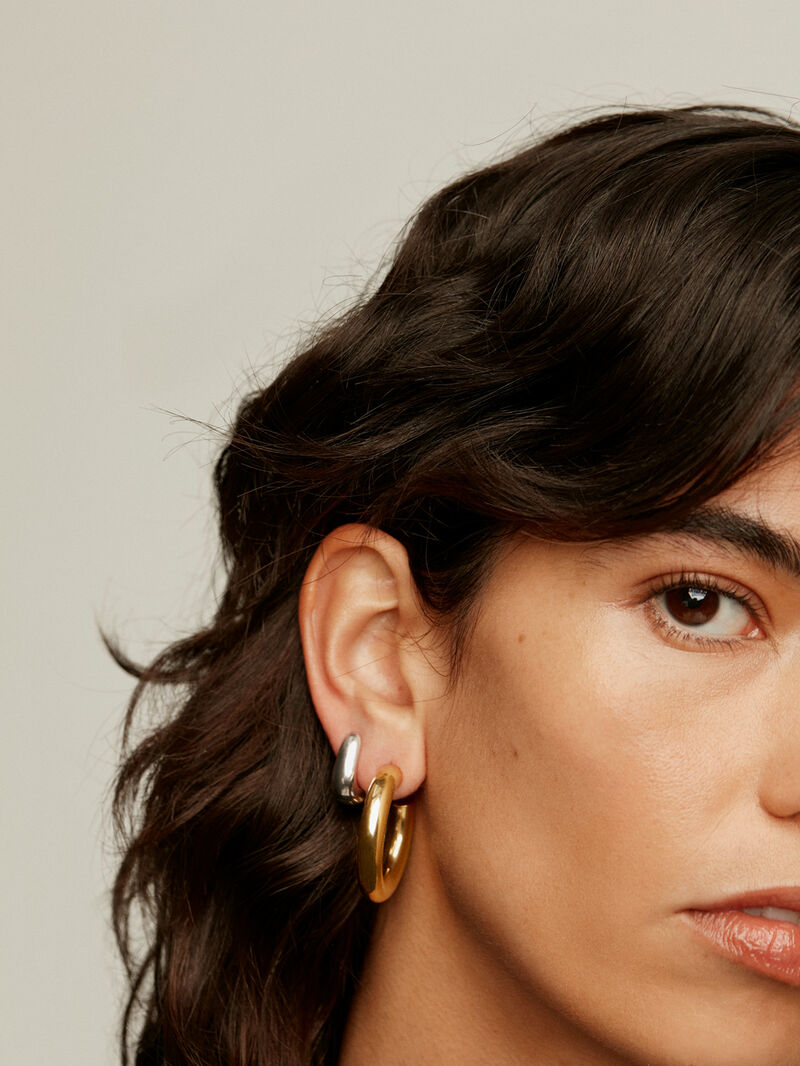 Thick hoop earrings made of 925 silver plated in 18K yellow gold image number 5
