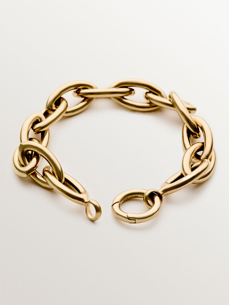 18K yellow gold plated 925 silver bracelet with oval links image number 2