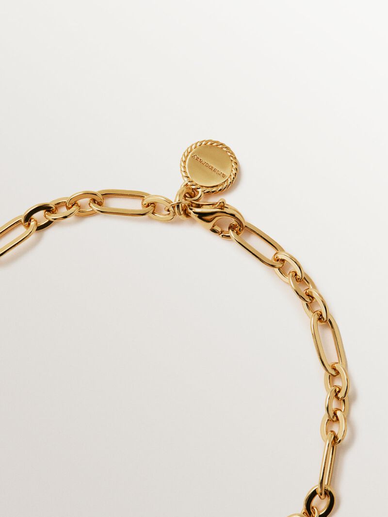 18K yellow gold plated 925 silver chain bracelet with white topazes image number 4