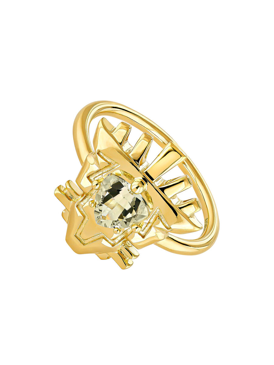 Gold plated quartz fantasy ring , J04565-02-GQ, hi-res