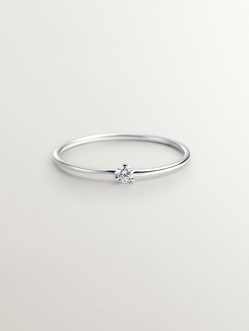 18K white gold solitaire ring with a 0.048ct diamond. image number 2