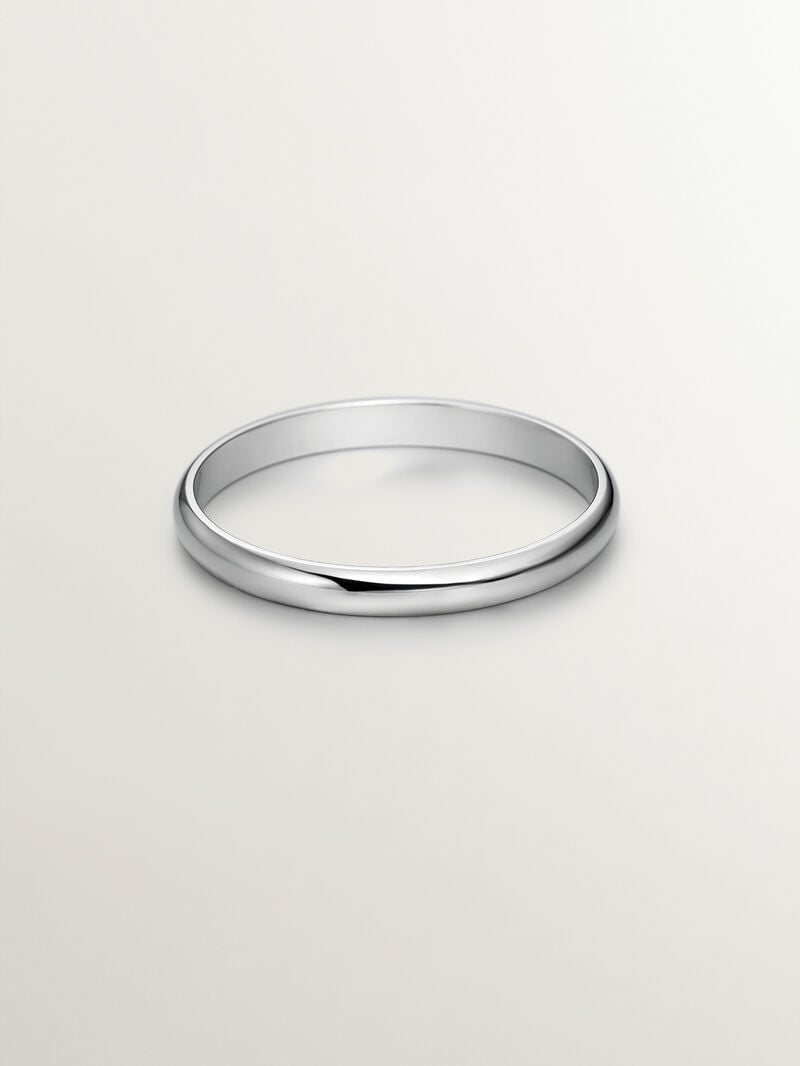 2.50mm half round white gold wedding band image number 1