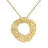 Gold plated geometric wicker circle necklace, J04420-02