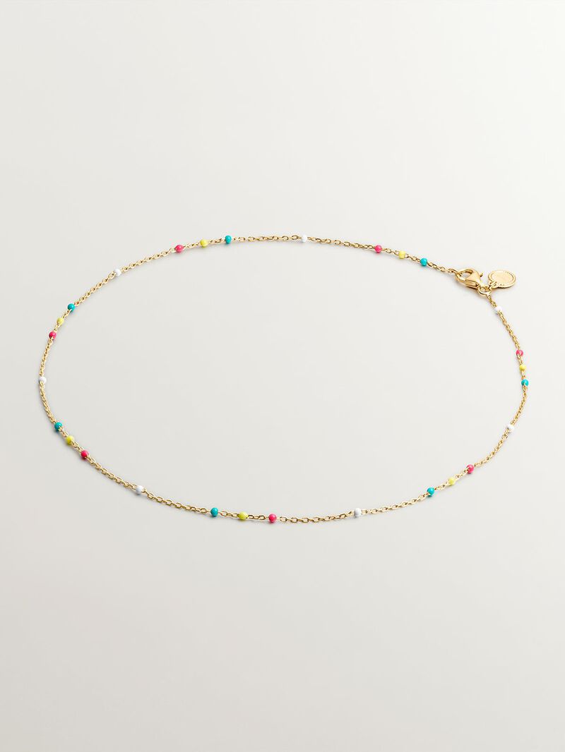 925 Silver chain dipped in 18K yellow gold with multicolor enamel. image number 0
