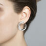 Large silver tapered open hoop earrings , J04255-01