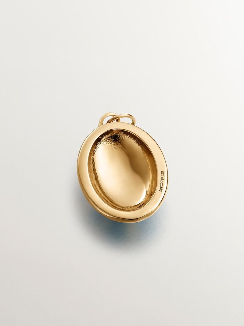925 silver charm bathed in a yellow gold of 18K medal with a heart and turquoise enamel image number 2