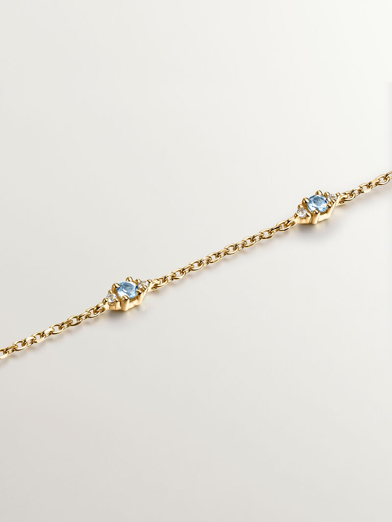 925 Silver Tieinillo Ring in 18K Yellow Gold with London and White Blue Topacios image number 4