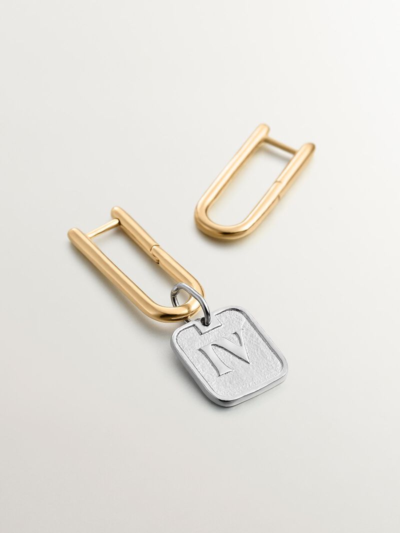 Long hoop earrings in 925 silver plated in 18K yellow gold image number 3