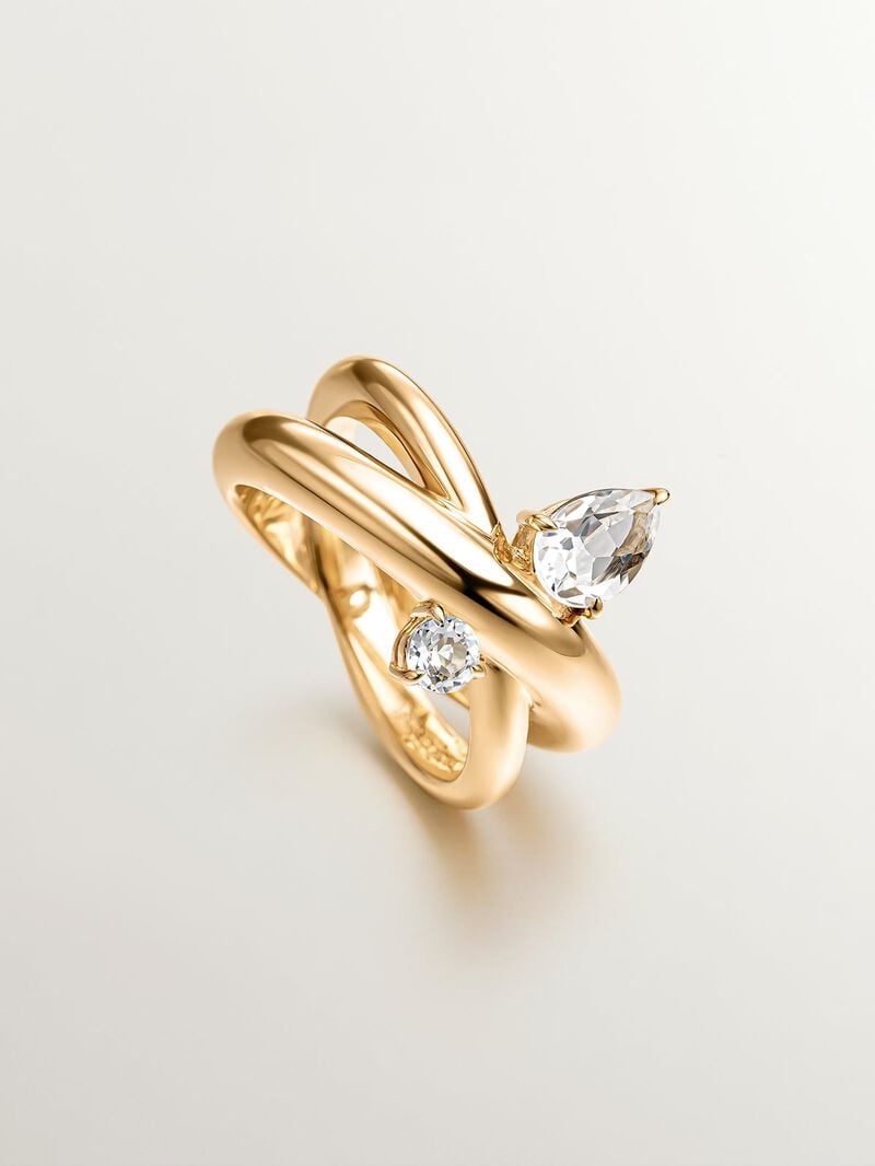 925 silver cross ring with topaz and white quartz image number 4