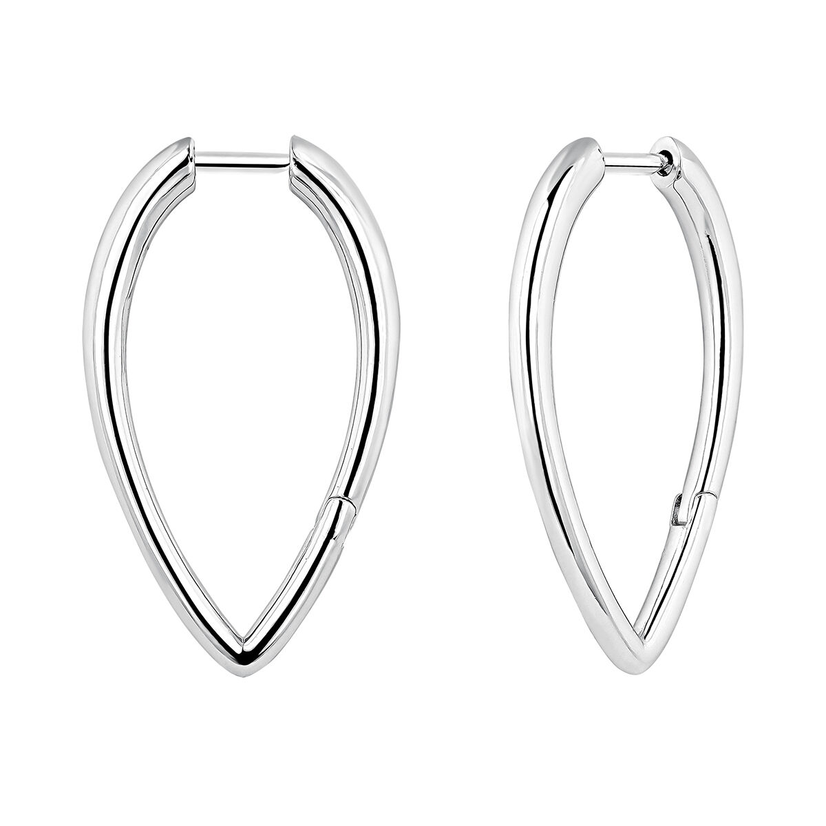 Large silver teardrop hoop earrings  , J04646-01, hi-res