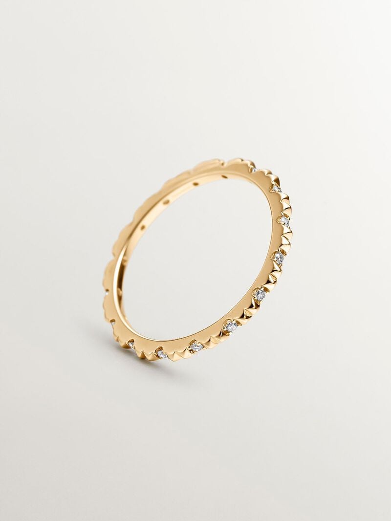 18K yellow gold ring with white diamonds image number 4