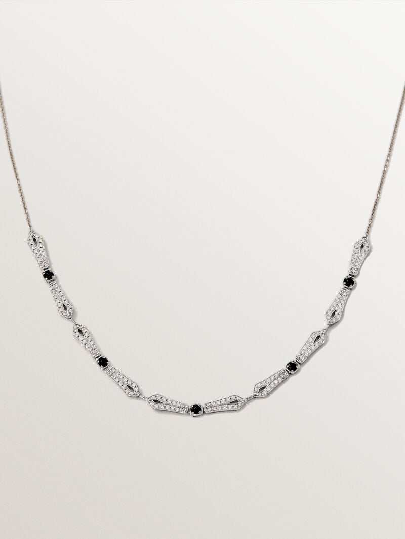 18K white gold pendant with black onyx and brilliant cut diamonds image number 1