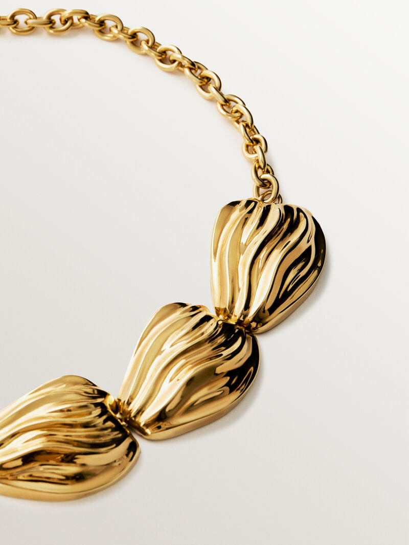 18K yellow gold plated 925 silver necklace with texture image number 2