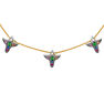 Silver and 9cts multicolor sapphire motif necklace, J04315-10-MULTI
