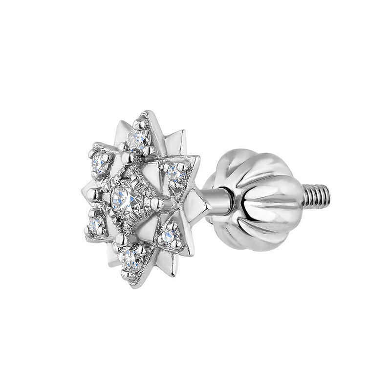 Small flower white gold piercing diamond 0.012 ct. , J04362-01-H, mainproduct