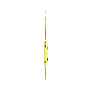 Boucles d'oreilles à double chaîne en argent plaqué or 18 Kt avec motif jaune chiffre un, J05086-02-YELLENA-H,hi-res