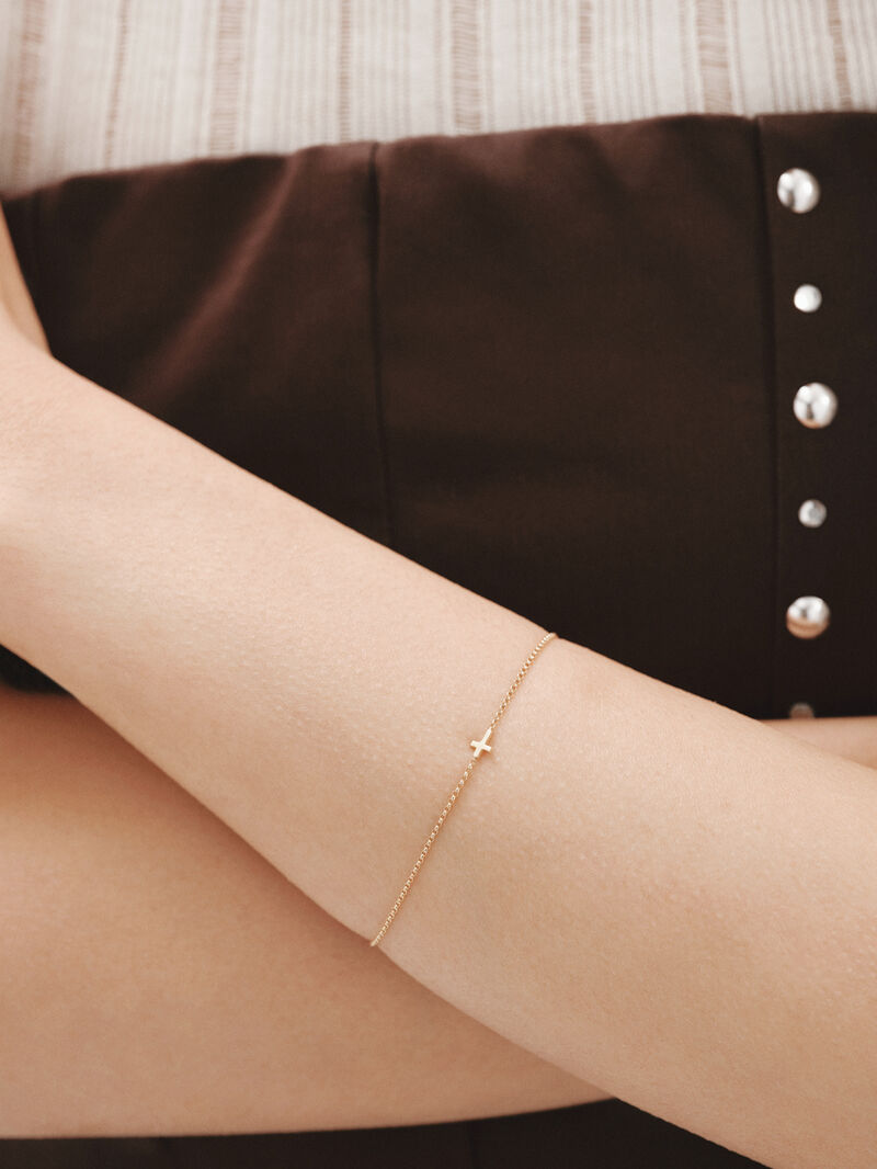 9K Yellow Gold Bracelet with Cross image number 3