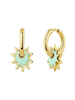 Earring in 18 kt gold-plated silver with green enamel from the RUSH collection, J05405-02-GRENA,hi-res