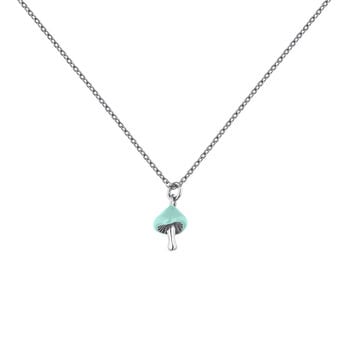 Silver turquoise enamel mushroom necklace, J04939-01-TURENA,hi-res