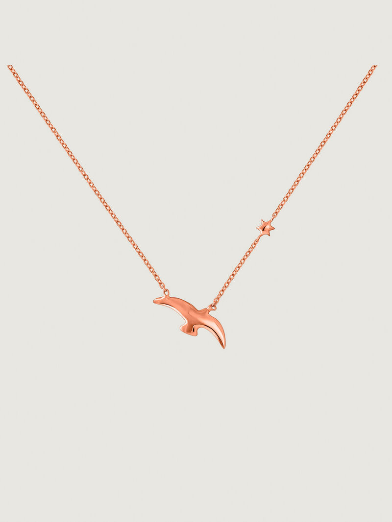 925 Silver pendant dipped in 18K rose gold with a bird image number 0