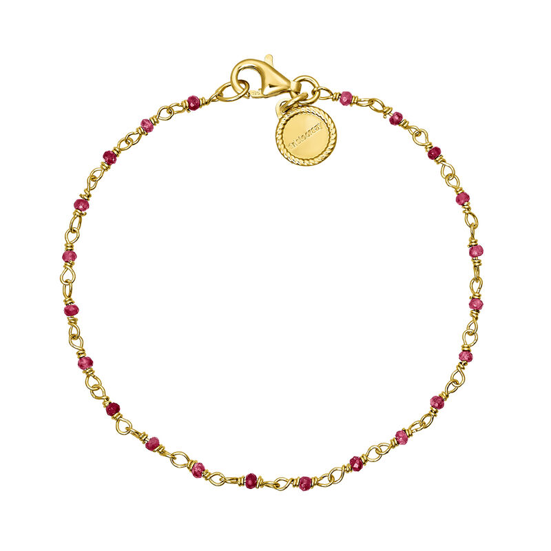 Bracelet boule rubis argent plaqué or, J04884-02-RU, hi-res