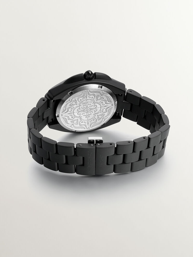 Stainless steel watch 316L black with black contrasts image number 2