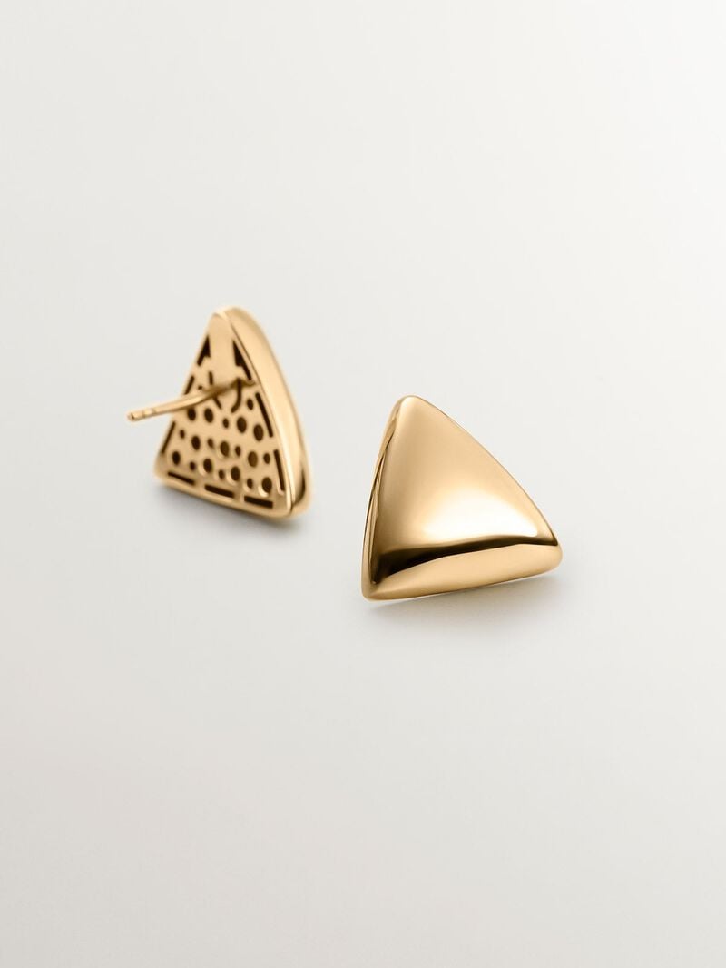 18K yellow gold plated 925 silver earrings with triangular shape image number 4