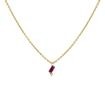 Collier avec pendentif rubis or 9 carats, J04985-02-RU,hi-res