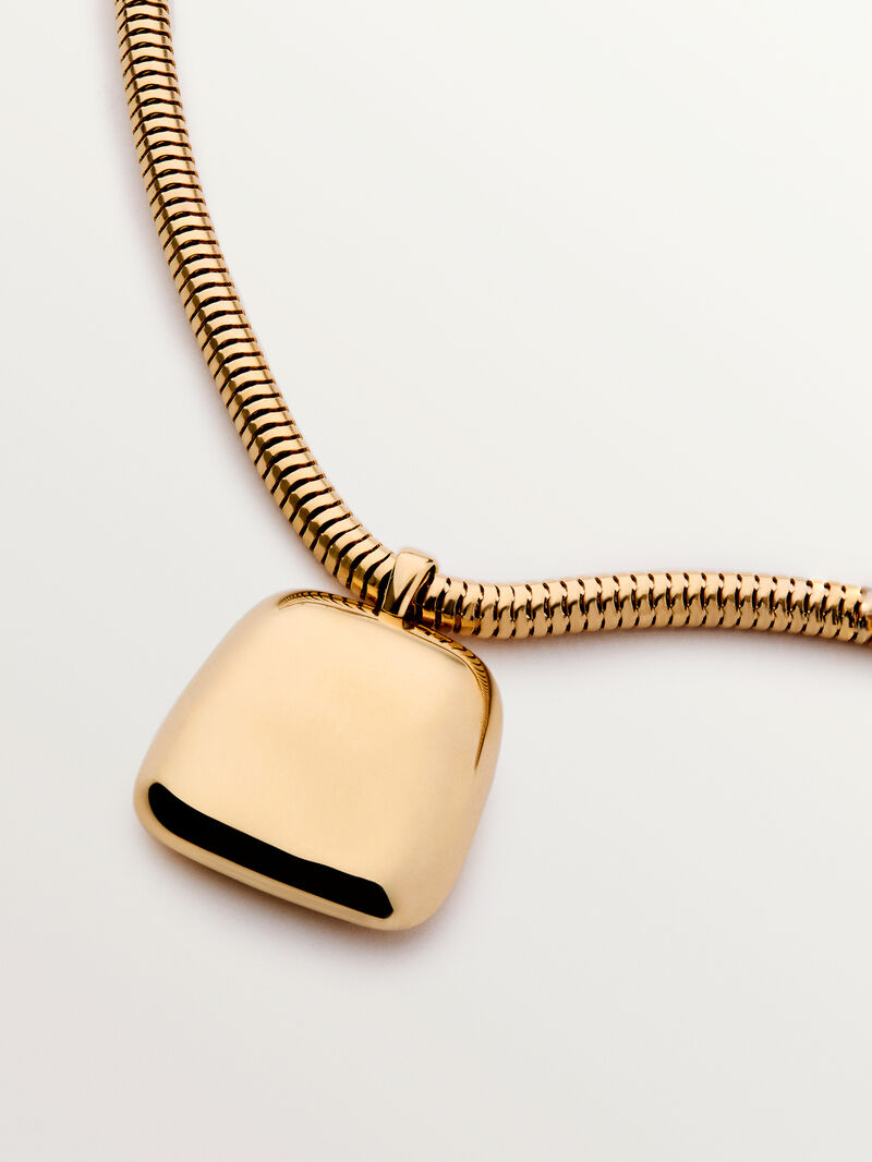 Square pendant in 18K yellow gold plated 925 silver with polished effect image number 0