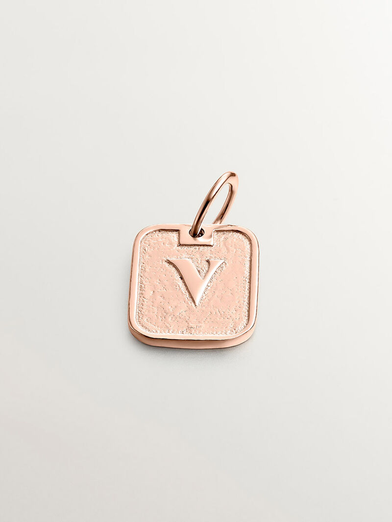 925 silver charm bathed in 18k rose gold with number 5 image number 0