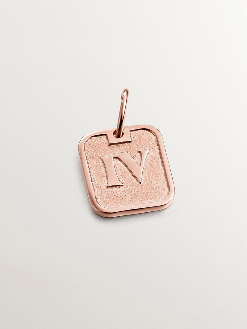 925 silver charm bathed in 18k rose gold with number 4 image number 0