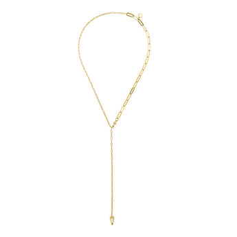 18k gold-plated silver chain necklace with a number motif, J05091-02-MULENA,hi-res