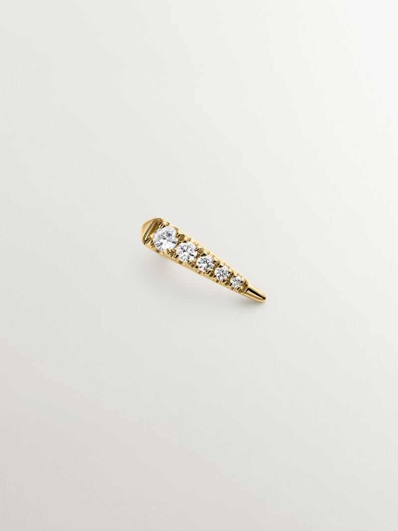 Individual 9K yellow gold earring with diamonds. image number 0